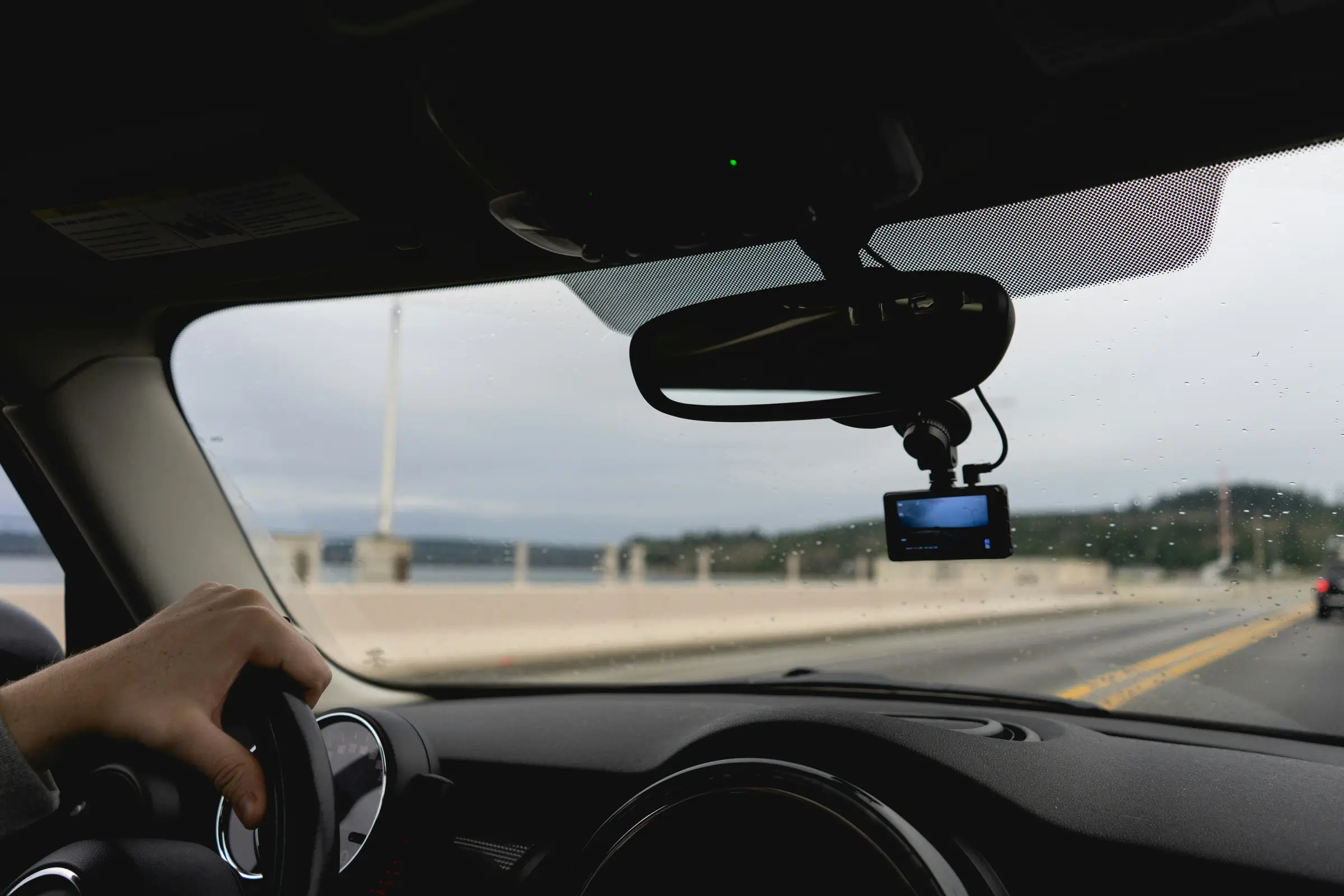 Dash cam recording in a car