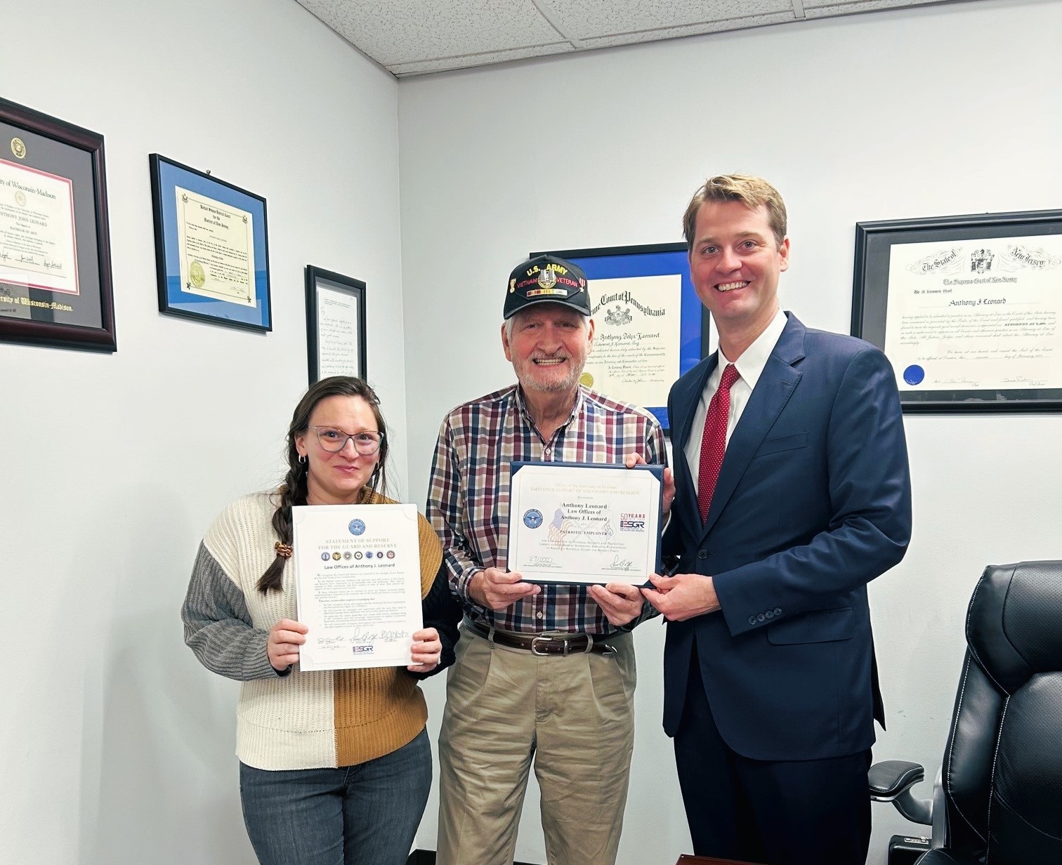 Anthony Leonard with the Patriotic Employer Award