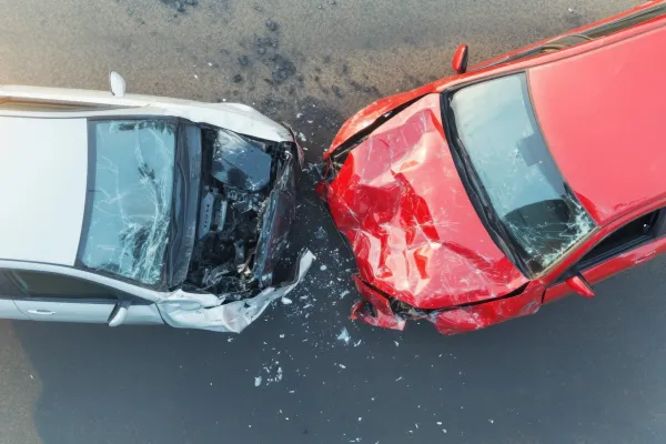 Two cars crashed together